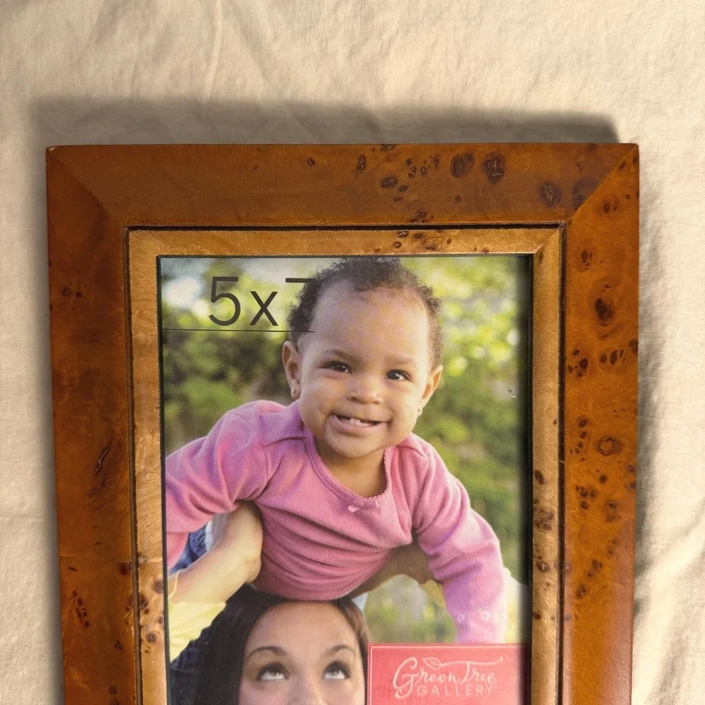 New Green Tree Gallery Burlwood 5x7 Picture Frame Glossy Amber Old Money Gift